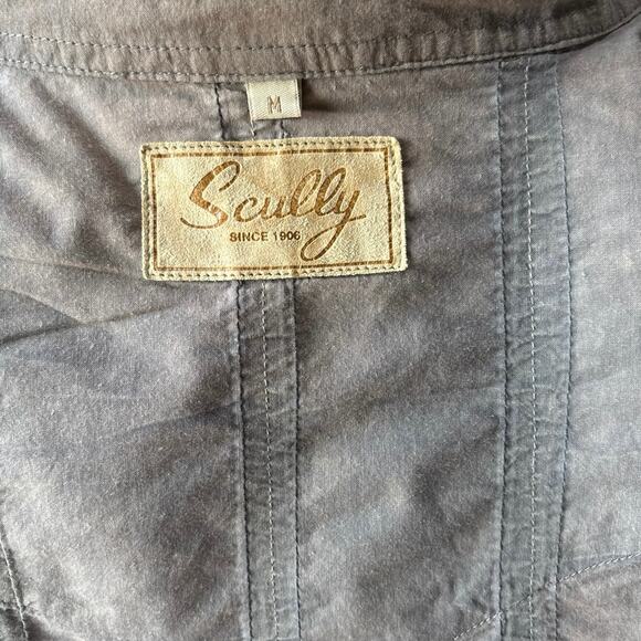 Scully Long Sleeve Pearl Snap Distressed Striped Shirt Womens Medium Brown - Picture 7 of 11